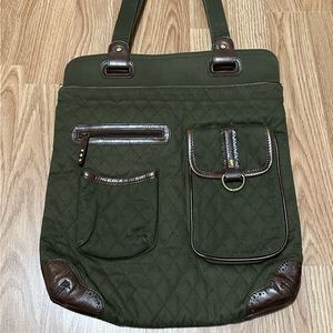 Green Vera Bradley Slim Multi-Pocket Tote
